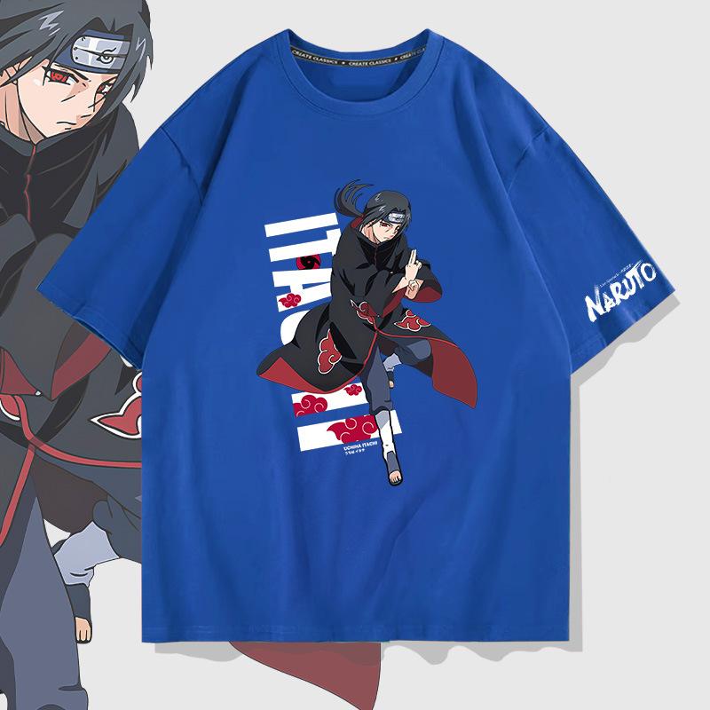 Naruto surrounding ferret god anime print cotton short-sleeved T-shirt men's summer loose shoulder half-sleeved top