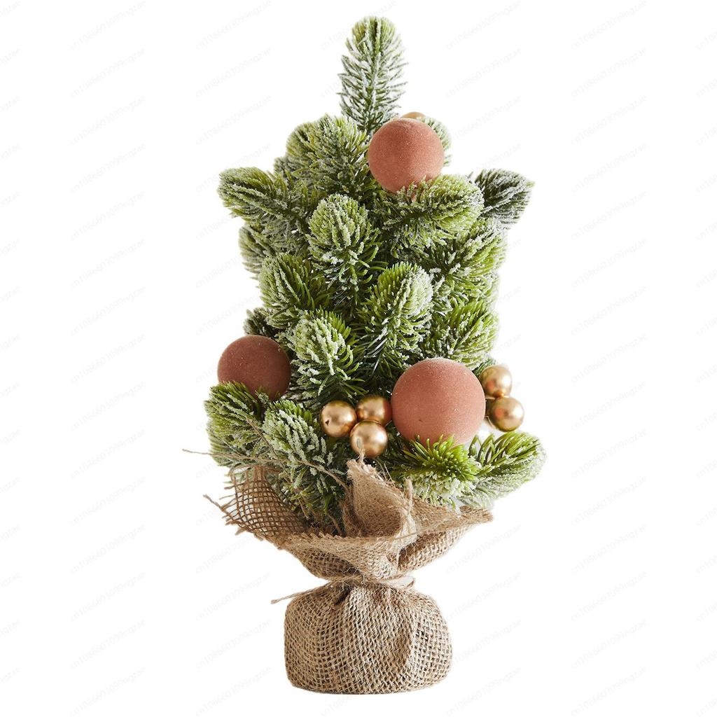 New Christmas decoration scene atmosphere arrangement small desktop Christmas tree flocking ball cafe table ornament