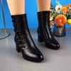 Autumn and Winter Mid-help Velvet Warm Fashion Versatile Soft-soled Cotton Boots Women's Boots Soft Leather Short Boots New Medium Tube Martin Boots