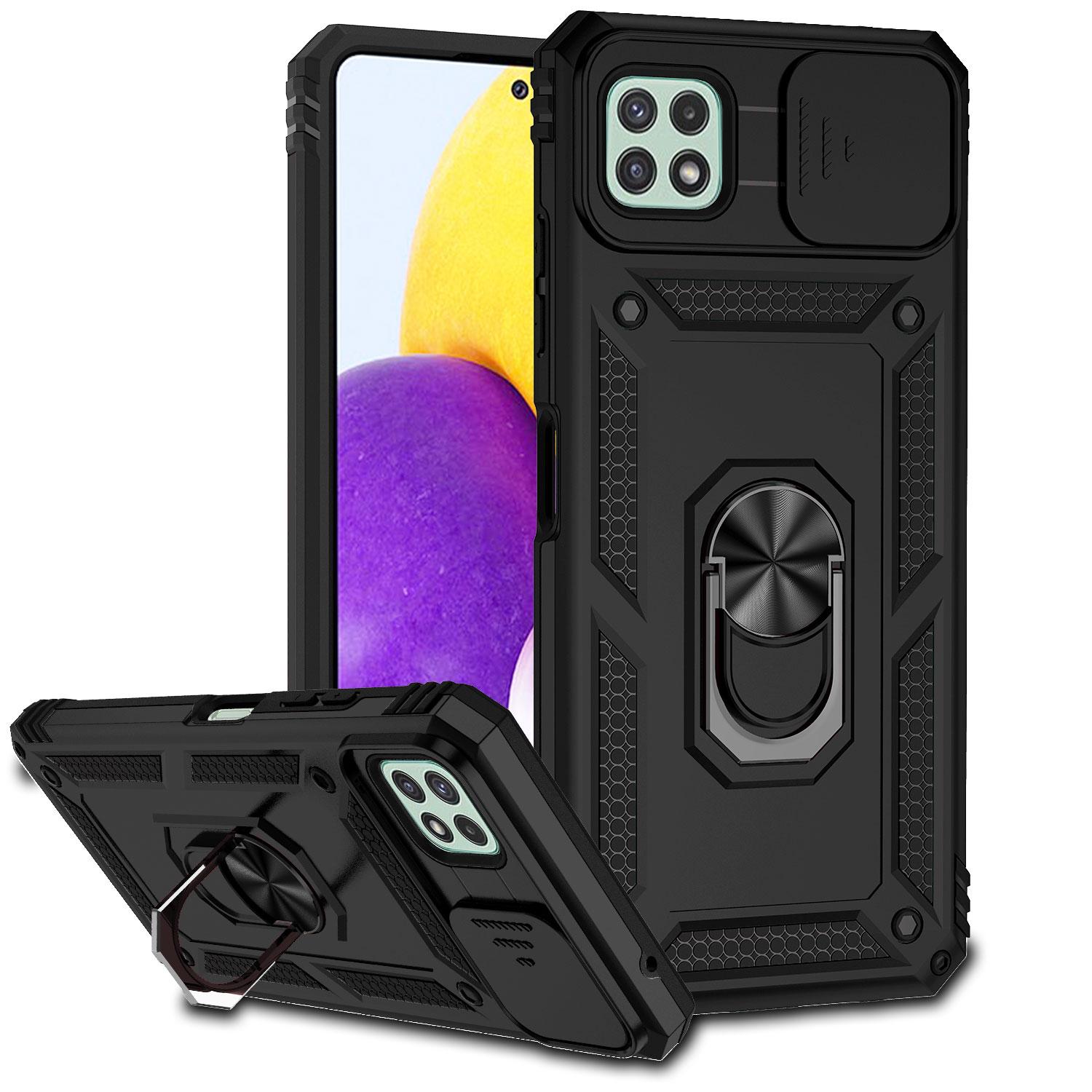 

For Samsung Galaxy A22 Case Slide Camera Lens Protection Magnetic Ring Holder Case For GalaxyA22 A22 A 22 Back Cover For Galaxy A22 4G чорний