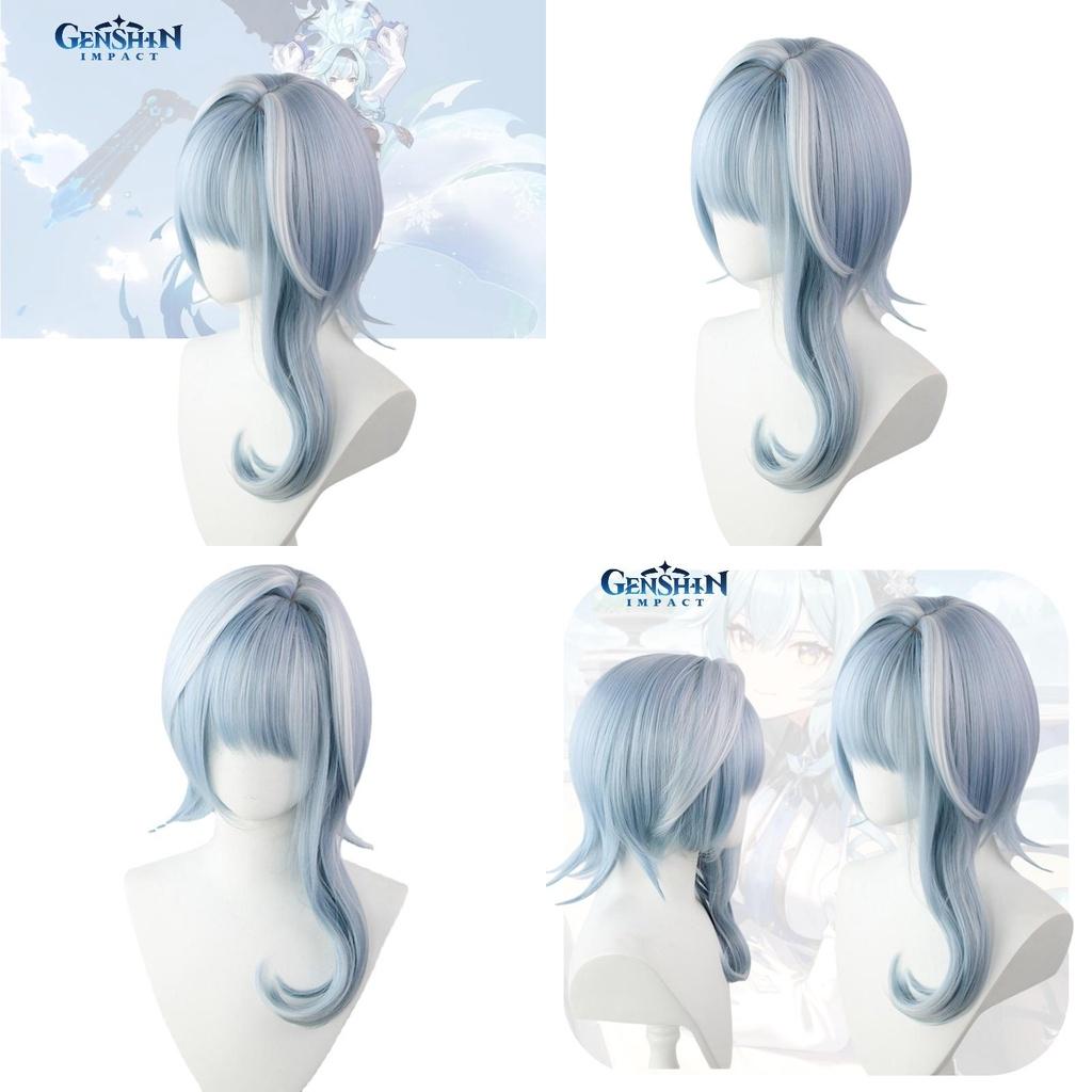 Cosplay Wig With Blue White Gradient Hightemperature Silk For Anime Costume Party
