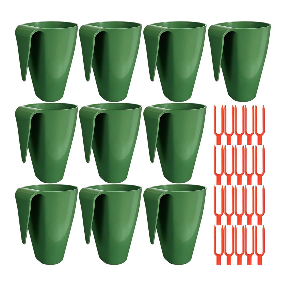 

10pcs Strawberry Propagation Cups Breathable Seedling Transplant Pots with Forks for Hydroponic Growing Balcony Garden Yard Farm