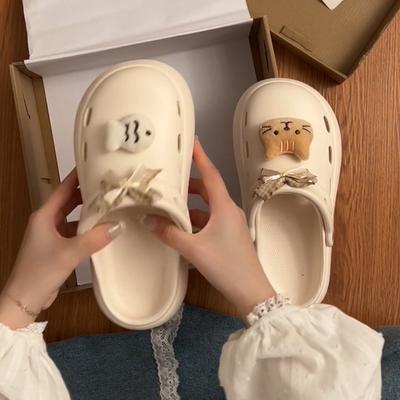 Süße Kätzchen-Cartoon-Schuhe mit dicker Sohle und Löchern für Damen, Sommersandalen