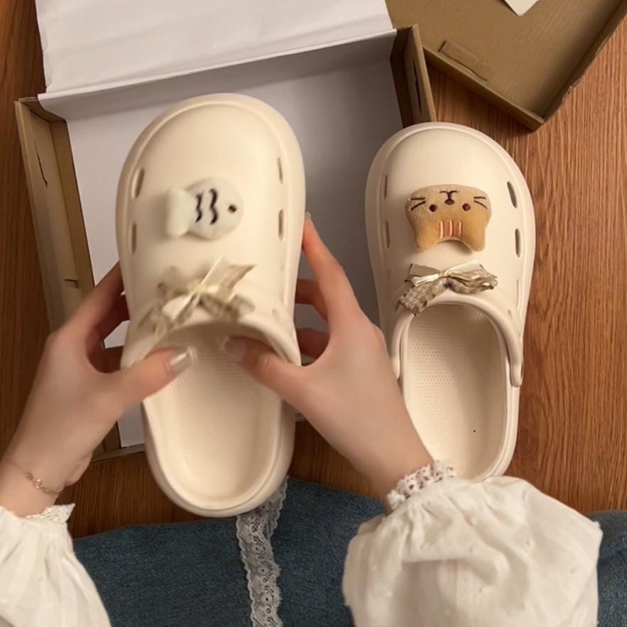 

Cute kitten cartoon cute thick-soled hole shoes women s summer sandals 40-41 (bag) синій