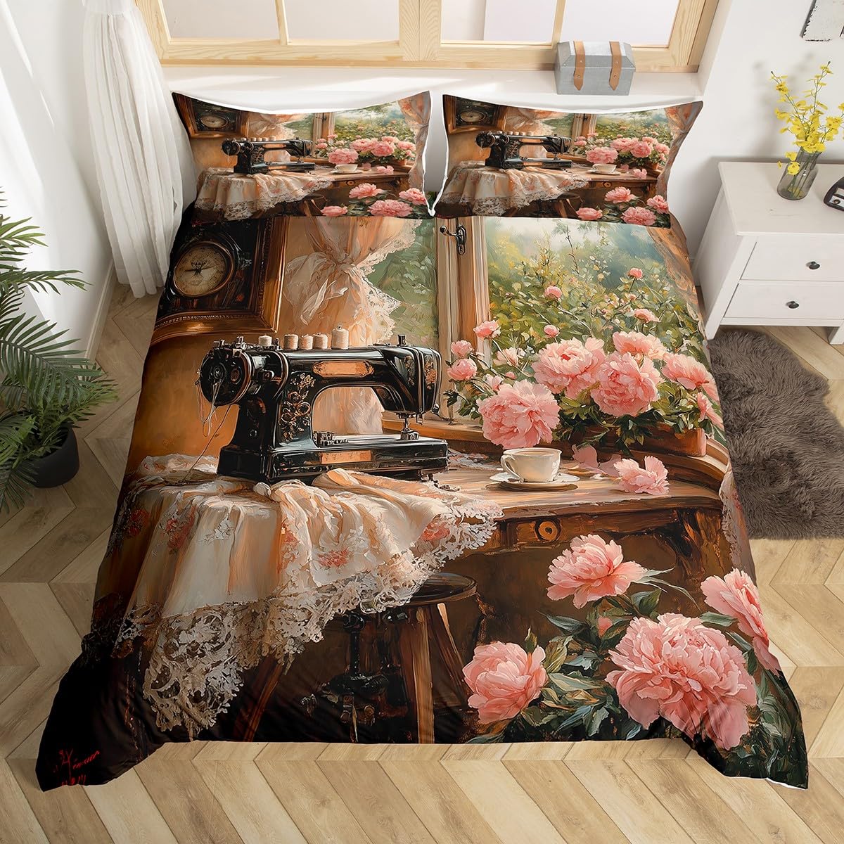 

Наборы пододеяльников с пионами для девочек и женщин, легкие чехлы на одеяло, декор комнаты, размер Queen, 2 наволочки, 1 пододеяльник, без одеяла (135x200cm)