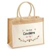 Beach Bag - PLANETEE - Jute with Pocket Rider On Top - Natural Cotton - Multicolore - 43x33 Cm