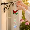 Weather Resistant Outdoor Decor Faux Crystal Red Bird Suncatcher with Chain, Window Hanging Ornament Colorful Bead for Home Prism Heart Pendant,