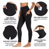 Women's High Waist Yoga Pants with Tummy Control, Push Up Effect, Hidden Waist Pocket, for Fitness, Yoga, Running, Black, Size S
