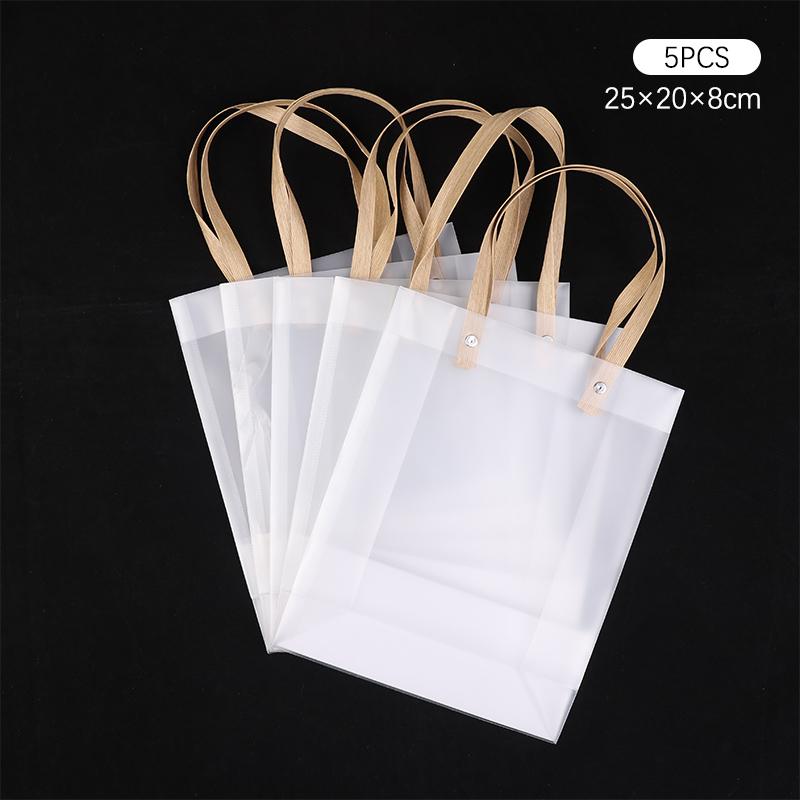 5Pcs Frosted Translucent Pvc Loot Bag Gift Bagbbags For Gifts Packing Bag Pvc Hand Bag Party Decor Souvenir Tote Bags