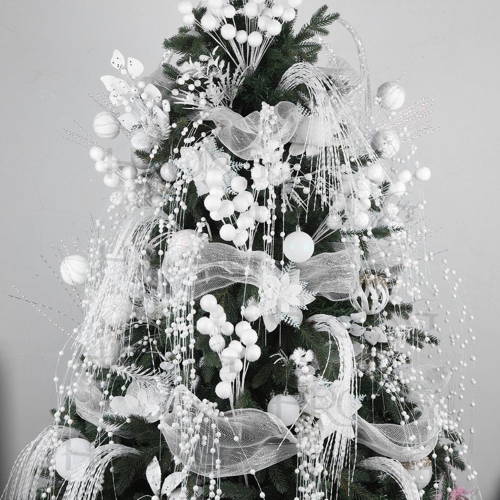Christmas Tree Pendant  Faux Snowball Decoration White Christmas Ornament Delicate Artificial Snowball Branch For Holiday