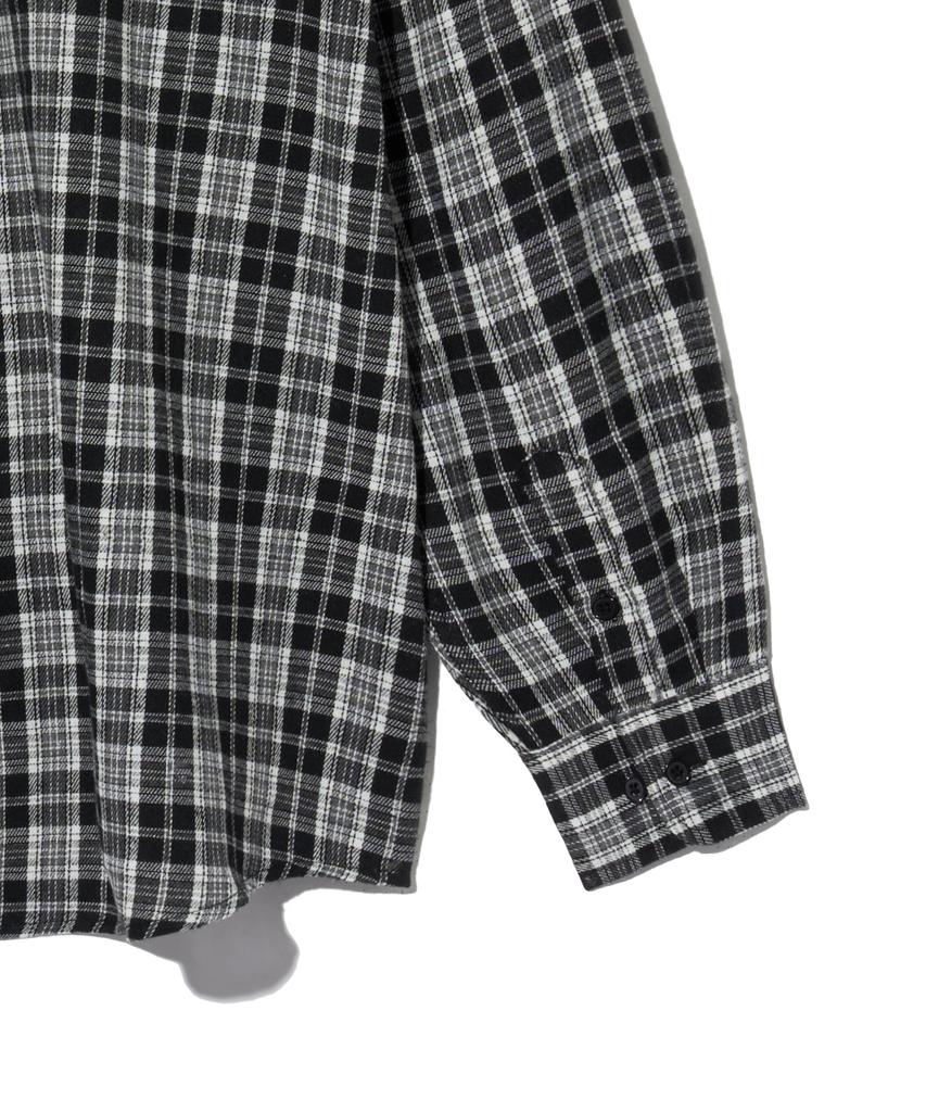 STANDARDERROR 87-Stan130 Nerd Mood Oversized Pocket Long Sleeve Check Shirt Black