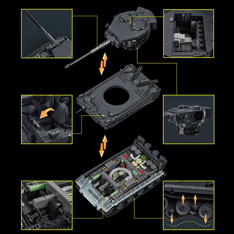 NEW Military Vehicle Blocks MOC Kits Tiger Tank S04/1322 Assembly Model DIY Panzer Bricks Puzzle Toys Adults Collection Gifts