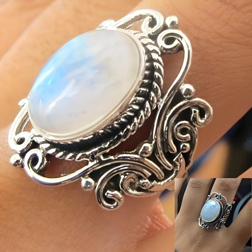 Antique Jewelry Rings Rainbow Moonstone Ring Wedding Jewelry