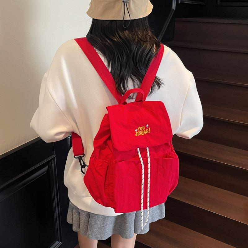 

Повседневный рюкзак большой вместимости женский новый летний студенческий рюкзак для занятий дорожная сумка бордовый