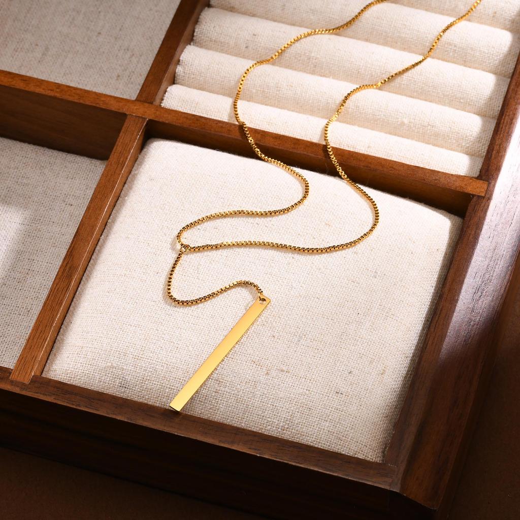 Rectangle Long Tassel Pull Necklaces for Women Gold Color Fashion Simple  Clavicle Chains Design Necklace Jewelry Collares