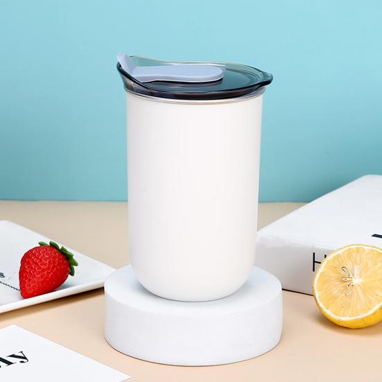 Water Cup 300ml Ergonomic Milk Cup Comfortable Grip Double-Layer Coffee Cup Tooth Brushing Cup Mouthwash Cup Multifunctional Mixing Cup
