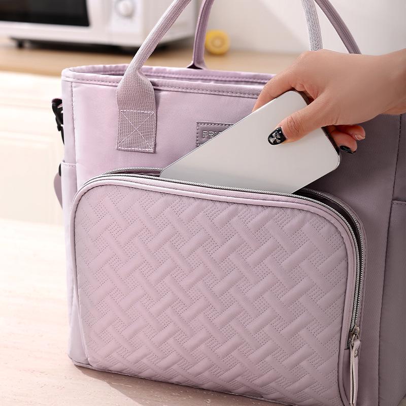 Large Capacity Insulated Lunch Bag with Crossbody Strap