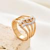 FYSARA New Trendy Waterproof Cubic Zirconia Stainless Steel Rings Retro Eye Style Finger Ring Chic Hollow Zircon for Women Gift