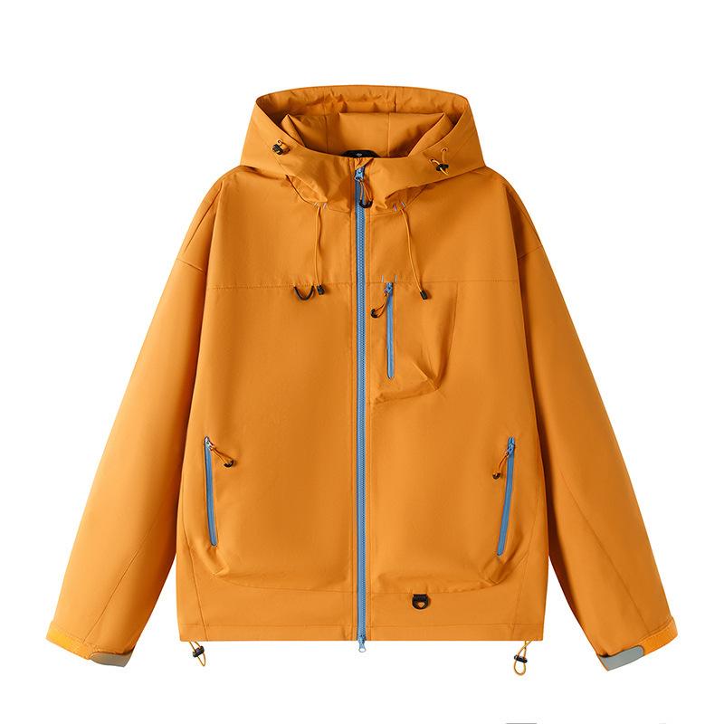 Outdoorjacke Herren Frühling und Herbst Locker Amerikanisch Trendig Arbeitskleidung Paare Wasserdichte Jacke Kapuzenjacke