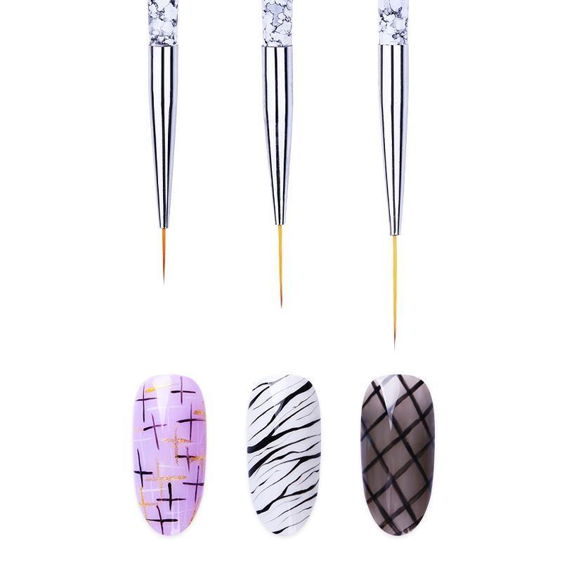 5/7/9mm 11/15/20mm Nail Brush Acrylic French Stripe Line Painting Drawing Flower Pen Gel UV Polish Marble Handle Manicure Tools