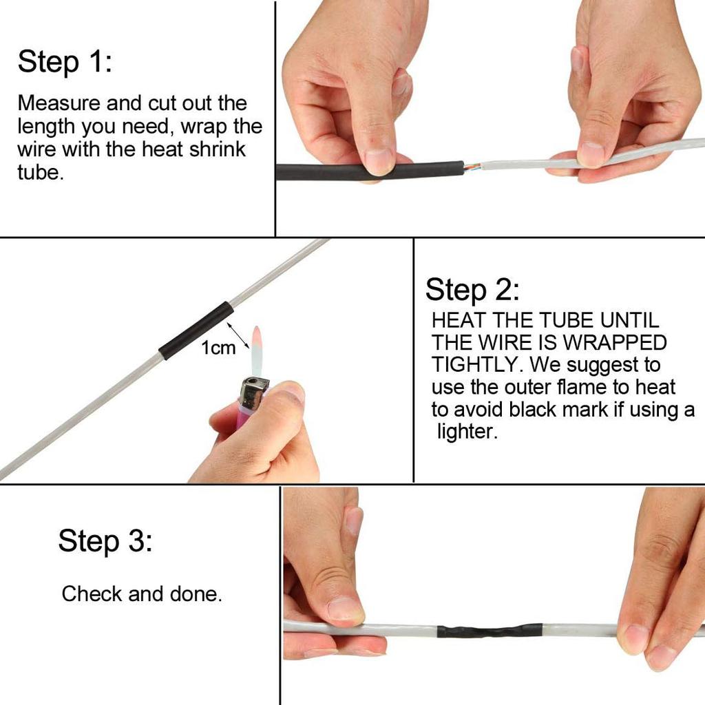 Edinstry Heat Shrink Tubing, Insulation Tubing, Black/3 Time, Diameter 0.5 Inches (12.7 Mm), Length