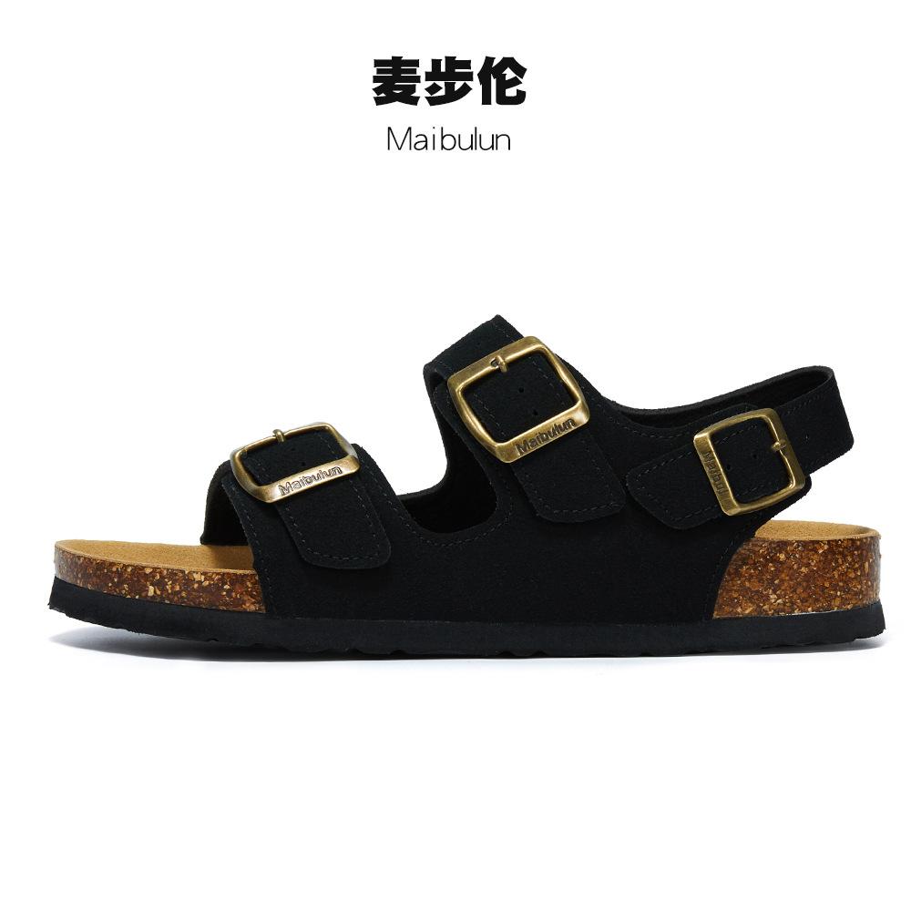 Fashion Gladiator Rear Strap Cork Sandals Women Thicken Soled Brand Couples Travel Beach Sandales Flat Shoes Buckle Belt Clogs Sandalias