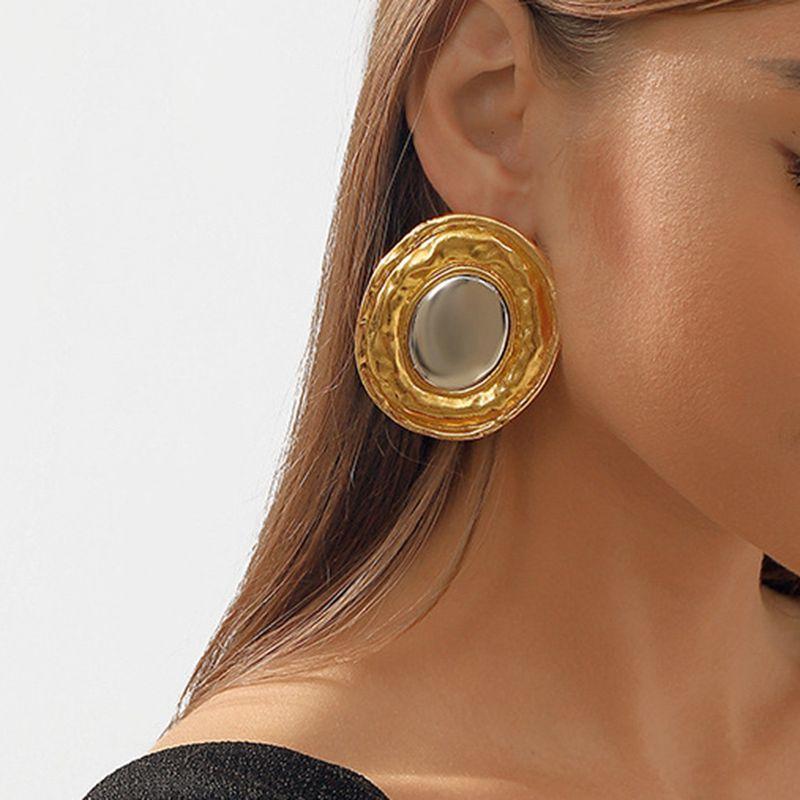European and American Retro Vintage Gold Series Earrings, Gold-Plated, Unique Design, Stud-Style Earrings for Women