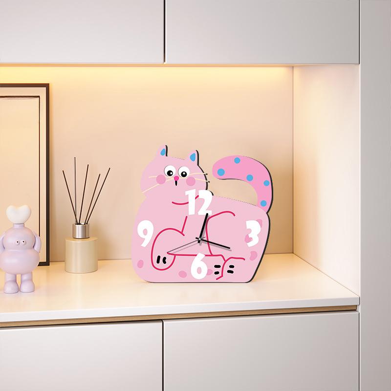 Cat Living Room Desktop Household Pendulum Desktop Entrance Entrance Counter Clock Cartoon Creative Clock Small Ornaments