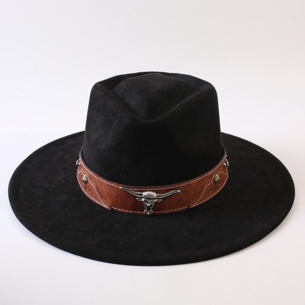 Popular European and American Style Suede Big-brimmed Top Hat, Men's and Women's Classic Fashion Western Cowboy Hat