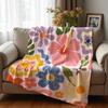 Pastel Tropical Hibiscus Floral Cartoon Anime Print Flannel Blanket Soft Warm Throw for Kids Bedroom Sofa Christmas Office Car