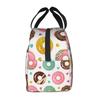 Colorful Donut Print Lunch Bag Waterproof Insulated Canvas Cooler Bag Thermal Cold Food Picnic Travel Tote for Women Children