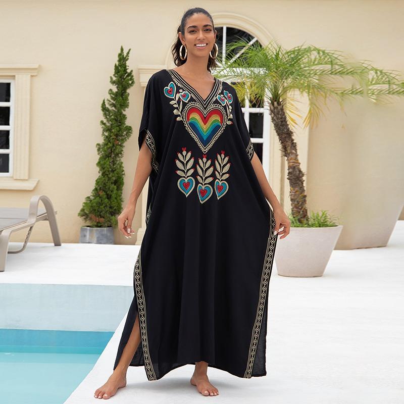 Embroidered Loose Women's Long Dress, Beach Dress, Sun Protection Cover Shirt