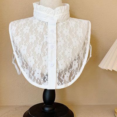 Colletto della camicia finto vintage con fiore elegante in pizzo da donna