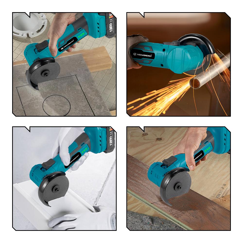 Newbeny Mini Meuleuse d'Angle Électrique Sans Fil Sans Balais 3 Pouces Outil de Meulage, Polissage et Coupe Efficace pour Métal et Bois Pour Batterie Makita 18V