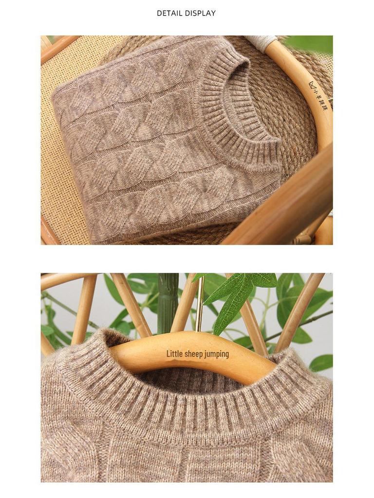 Suéter de Cachemira Little Sheep Jumping: Cálido, Grueso, Tejido Casual para Niños y Niñas