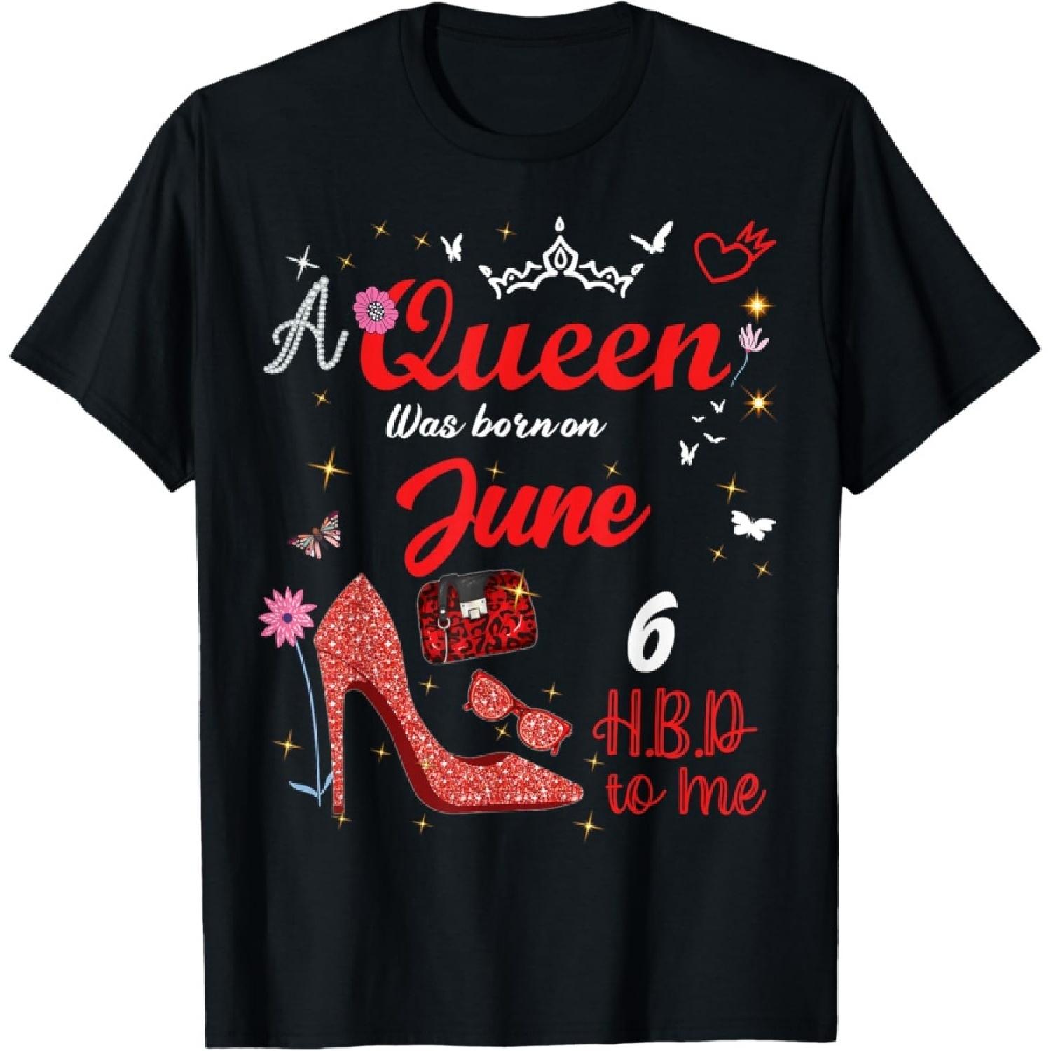 

June 6 Birthday This Queen Was Born on June 6th T-Shirt(1) XXXXXL чорний