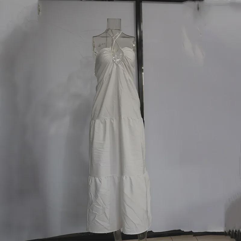 Vestido Boho Blanco Halter para Mujer 2025