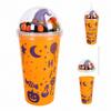 oz Single Wall Plastic Cup with Straw, Light Up Halloween Cup with Cute Doll Design
