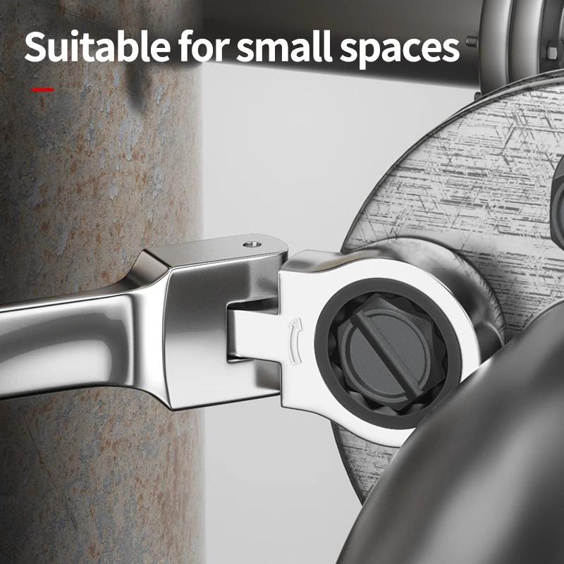 72-tooth ratchet combination wrench - plum open end wrench, 180° rotation, chrome vanadium steel, professional maintenance tool