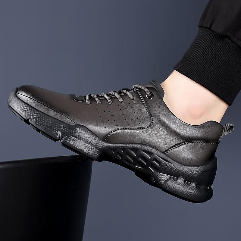Fashion 2025 Casual Men's Shoes Comfortable Breathable Walking Shoes Soft Soles Soft Surfaces Official Solid Color Men's Shoes Black
