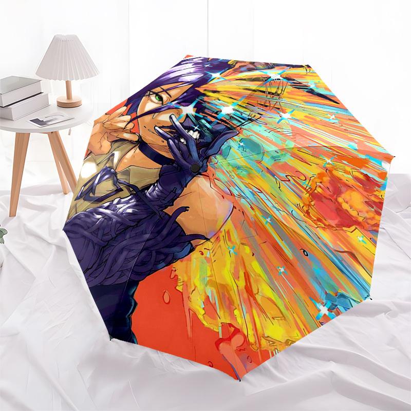 1pc Anime Character Automatic Folding Umbrella with 8 Bone Iron Frame - Portable Tri-Fold Design for Outdoor Use, Perfect Gift for Fans and Travelers.
