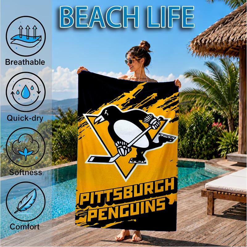 Pittsburgh Penguins Hockey Team Beach Towel, Super Soft Microfiber, Perfect Gift for Her/Him, Birthday, for Pool, Beach, Travel, Decor Beach Party