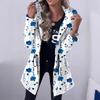 Damen mittellanger Kapuzen-Reißverschluss-Trenchcoat mit Aufdruck und langen Ärmeln