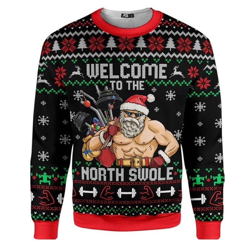 3d Print Santa Claus Playing Hockey Graphic Sweatshirts Men's Merry Christmas Crew Neck Pullover Sweater New In Xmas Hoodie