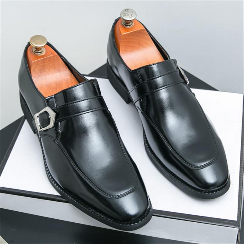 Fashion Trend Gentleman Business New Pointed Slip On Shoes Men Designer Monk Strap Loafers Formal Wedding Prom Dress Homecoming Footwear
