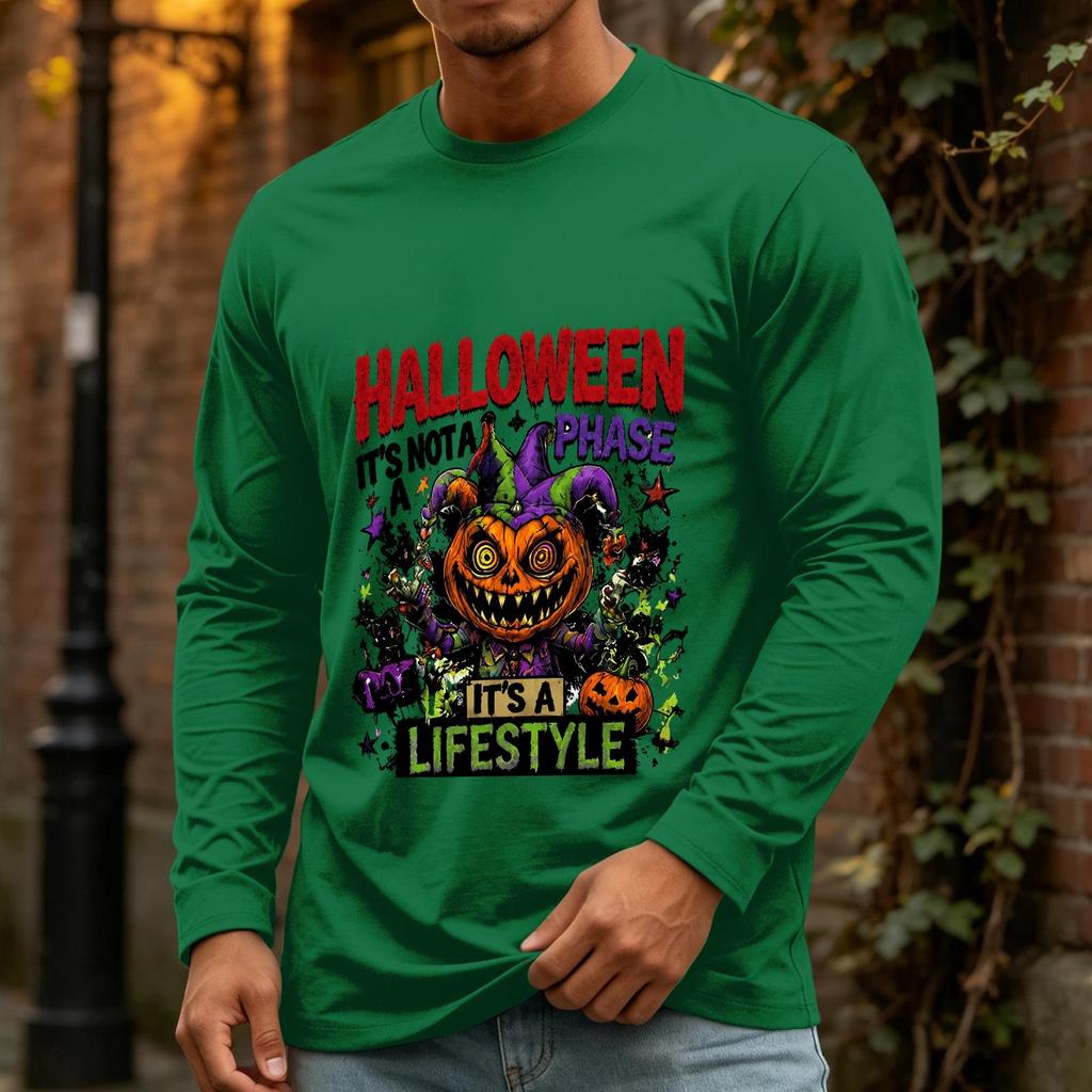 Men's Halloween Long Sleeve Neck Casual T-Shirt for Holiday Party
