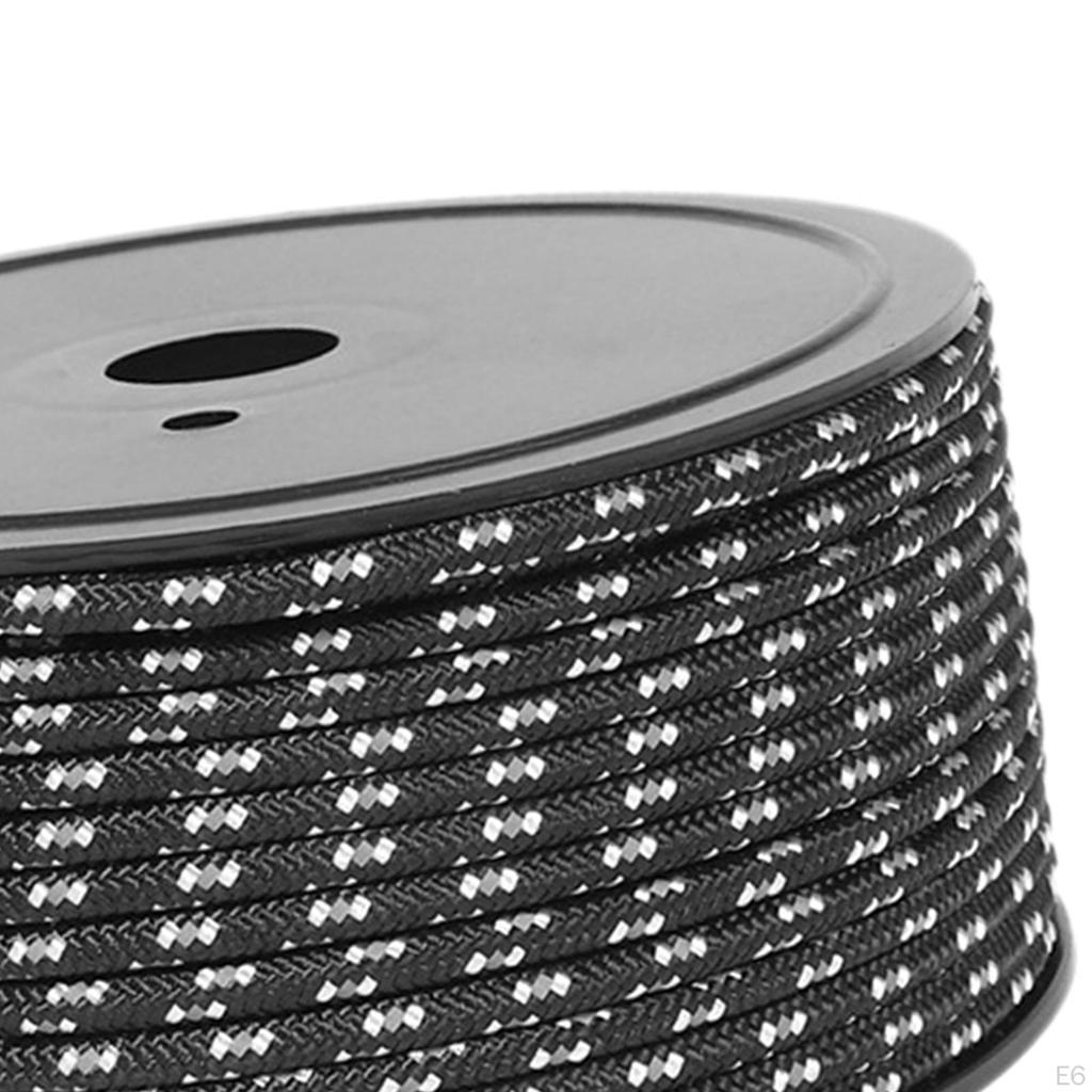 50M Camping Tent Rope, Outdoor Guy Lines, 4mm Thickness, Reflective Rope Wind for Fishing