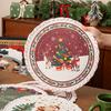 Christmas Snowflake Embroidered Round Table Placemat Heatproof Waterproofs Washable Decorative Dining Accessory