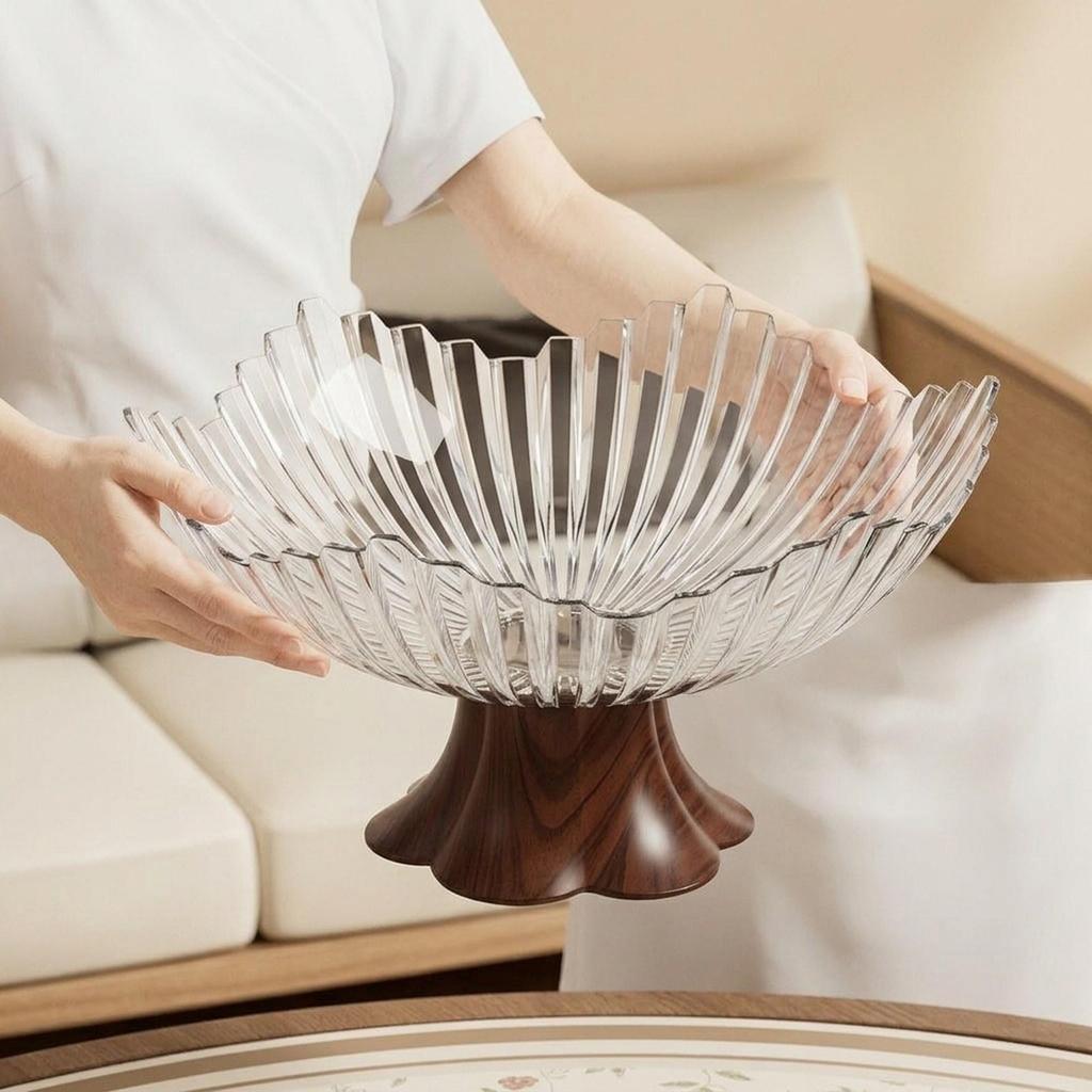 Creative Pedestal Snack Bowl PET Fruit Tray Stylish Table Centerpiece for Living Room Kitchen Countertop Parties