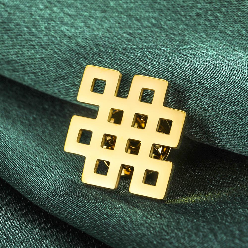 Dawapara Vintage Endless Knot Symbol Brooches Good Luck Chinese Knot Brooch Lapel Pin Stainless Steel Accessories